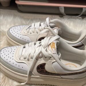 Nike White and Camo Swoosh Sneakers